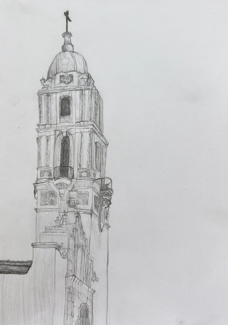 Sketch illustrating Immaculata Church