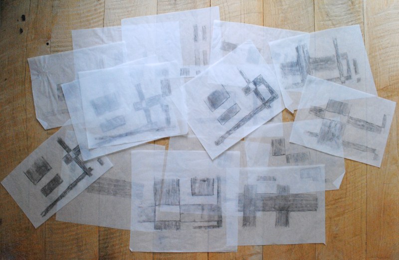 Trace paper of different ideas for final charette